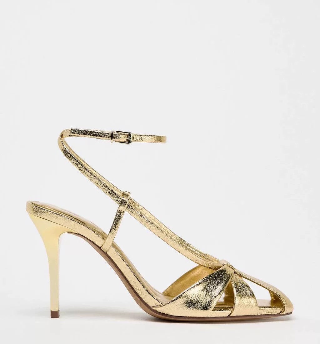 Hot Pink & Gold Strappy High-Heel Sandals – 9 cm Heel, Sizes 35–42