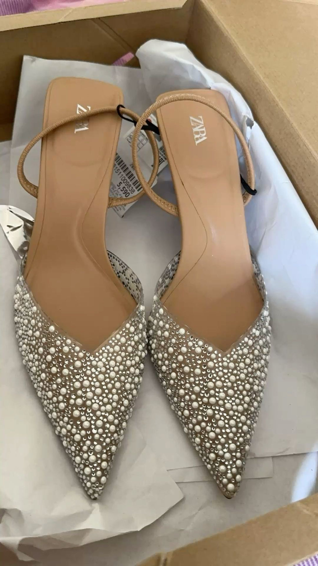 Embellished Pointed-Toe Slingback Heels - Luxe Collection