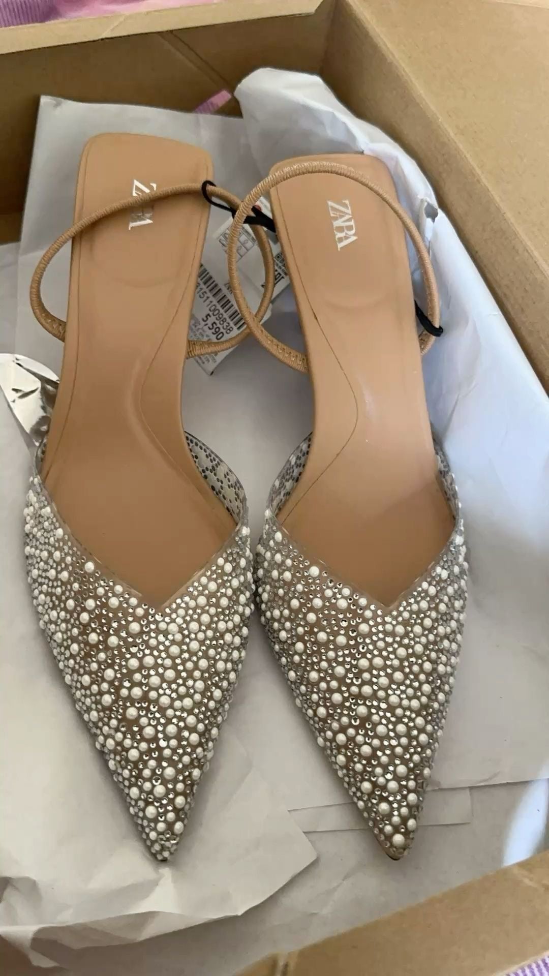 Embellished Pointed-Toe Slingback Heels - Luxe Collection