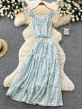 Seraphina Floral Chiffon Two-Piece Skirt Set