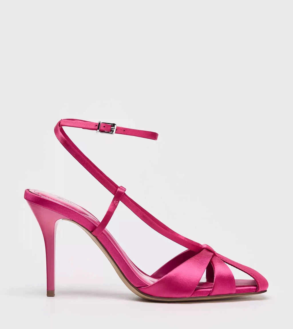 Hot Pink & Gold Strappy High-Heel Sandals – 9 cm Heel, Sizes 35–42