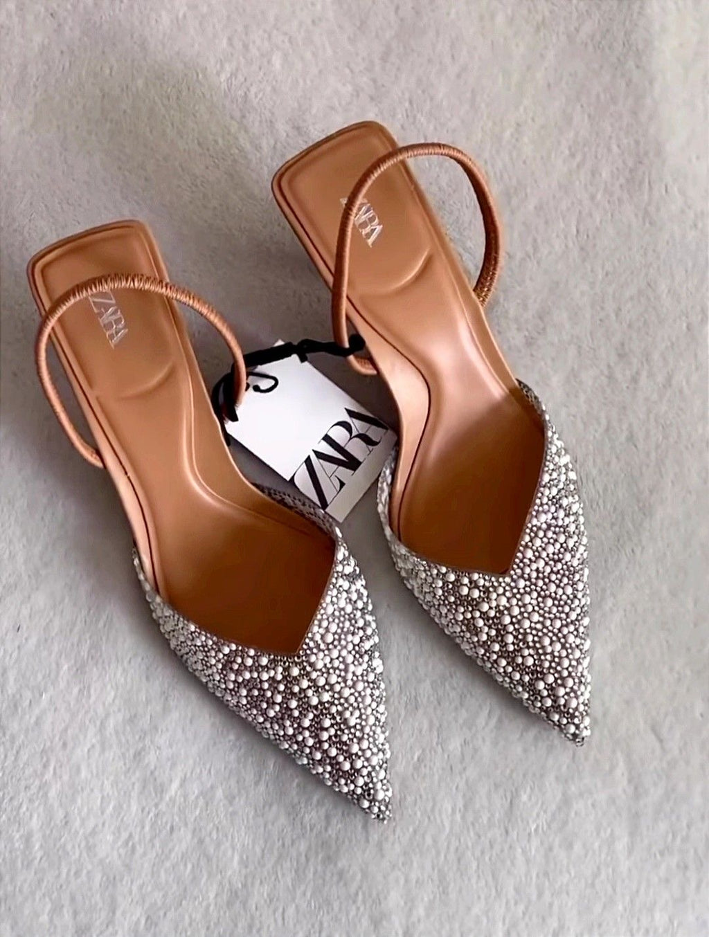 Embellished Pointed-Toe Slingback Heels - Luxe Collection