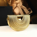 Gold Layered Arc Handbag – Structured Statement Shoulder Bag