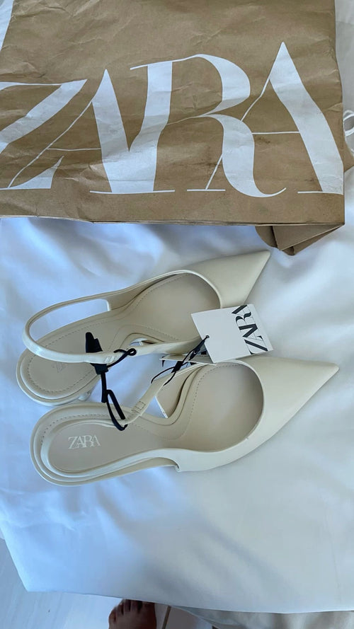 Cream Pointed-Toe Slingback Heels – Minimalist Elegant Design