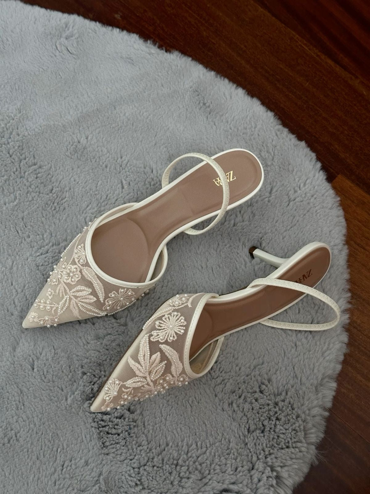 Embroidered Floral Pointed-Toe Heels – Slingback & Strap Styles