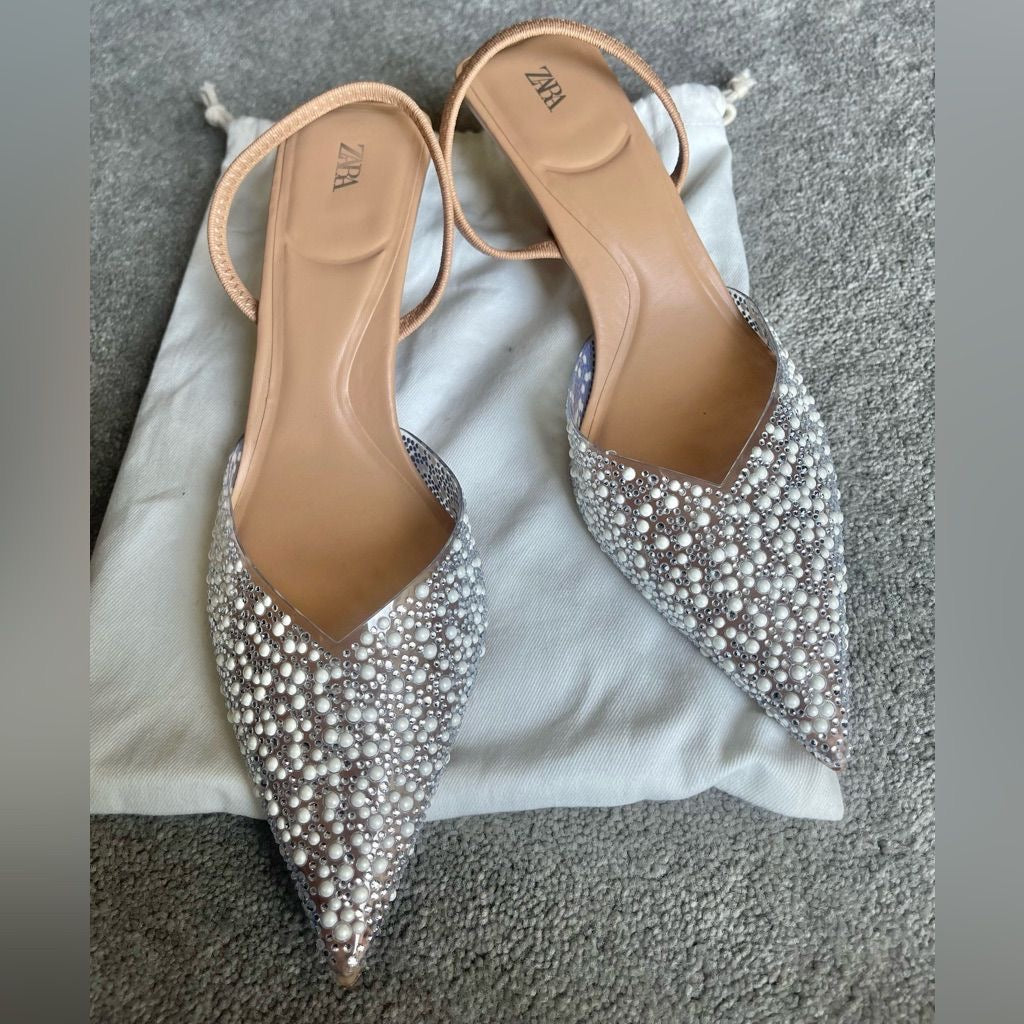 Embellished Pointed-Toe Slingback Heels - Luxe Collection