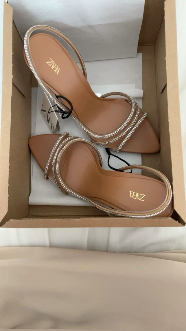 Tan Rhinestone Strap High-Heel Sandals – Elegant Evening Heel