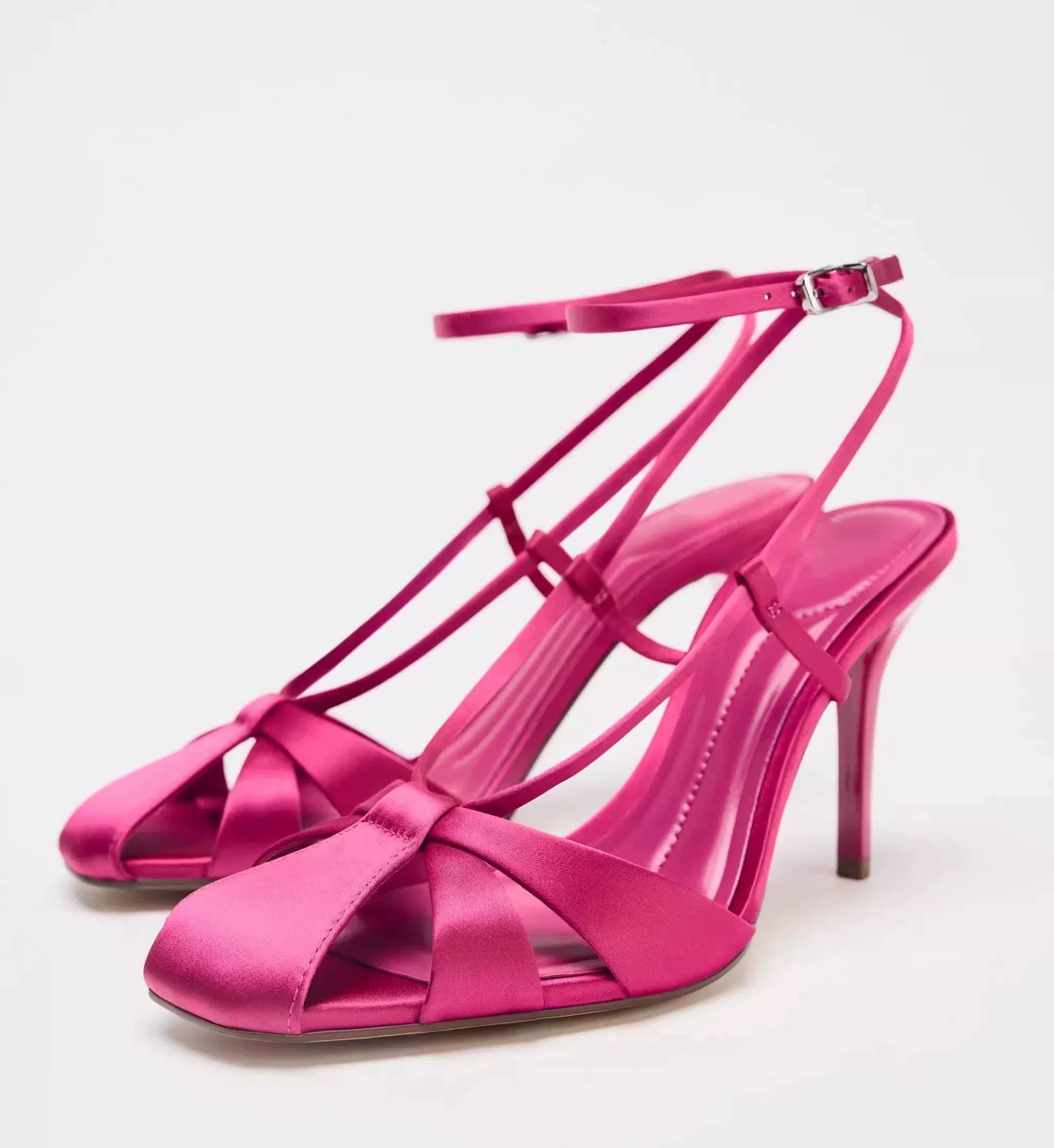 Hot Pink & Gold Strappy High-Heel Sandals – 9 cm Heel, Sizes 35–42