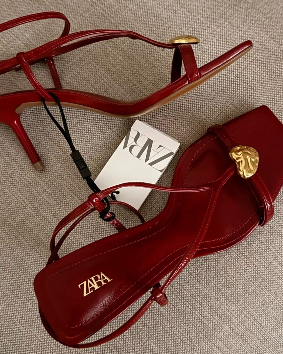 Red Heart‑Embellished Strappy Heels – Square Toe Design
